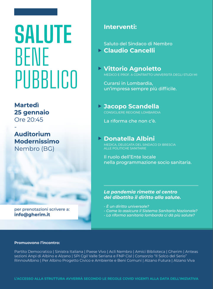 Immagine Incontro: SALUTE BENE PUBBLICO