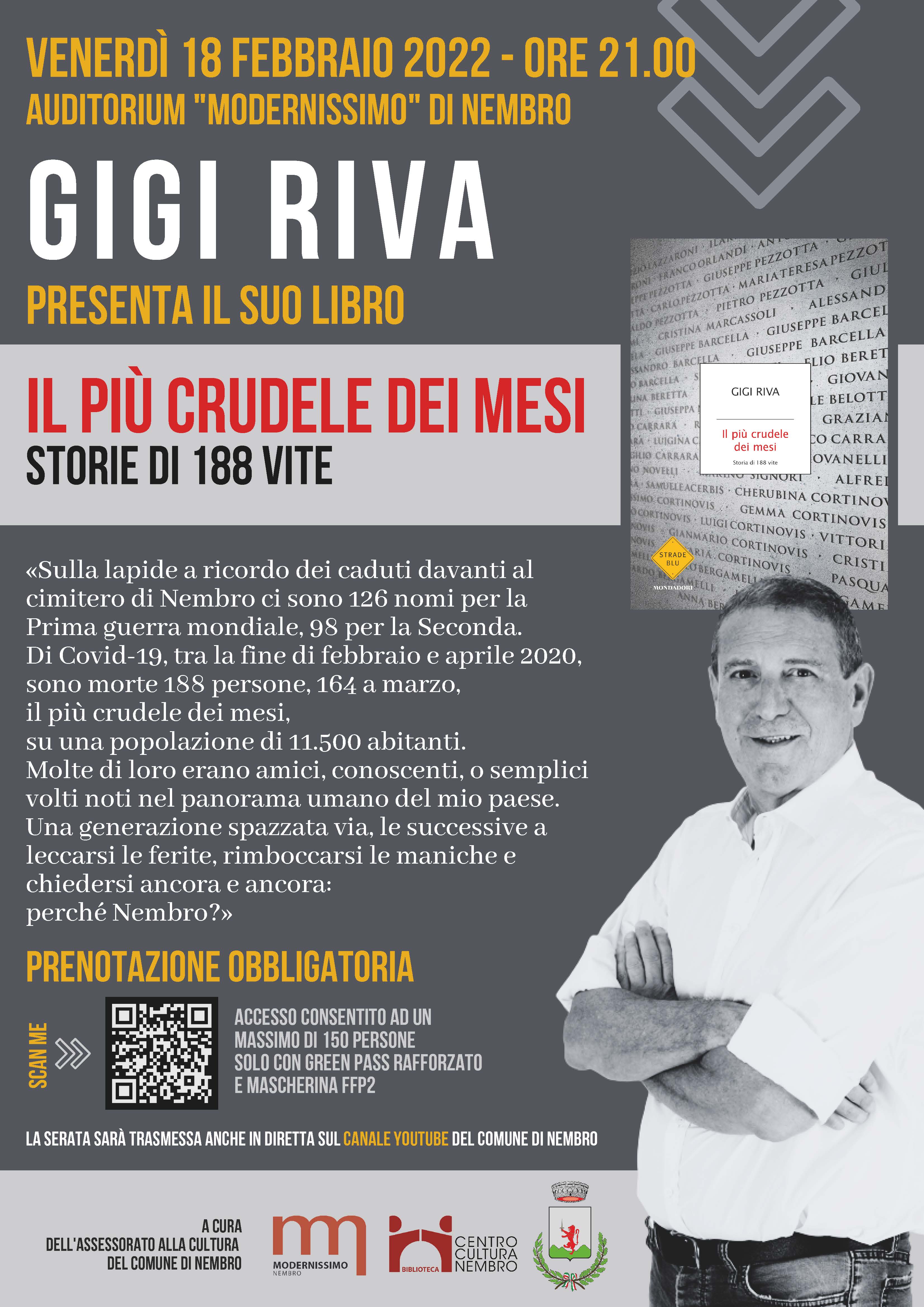 Immagine Presentazione del libro di GIGI RIVA: IL PIÙ CRUDELE DEI MESI. STORIE DI 188 VITE.