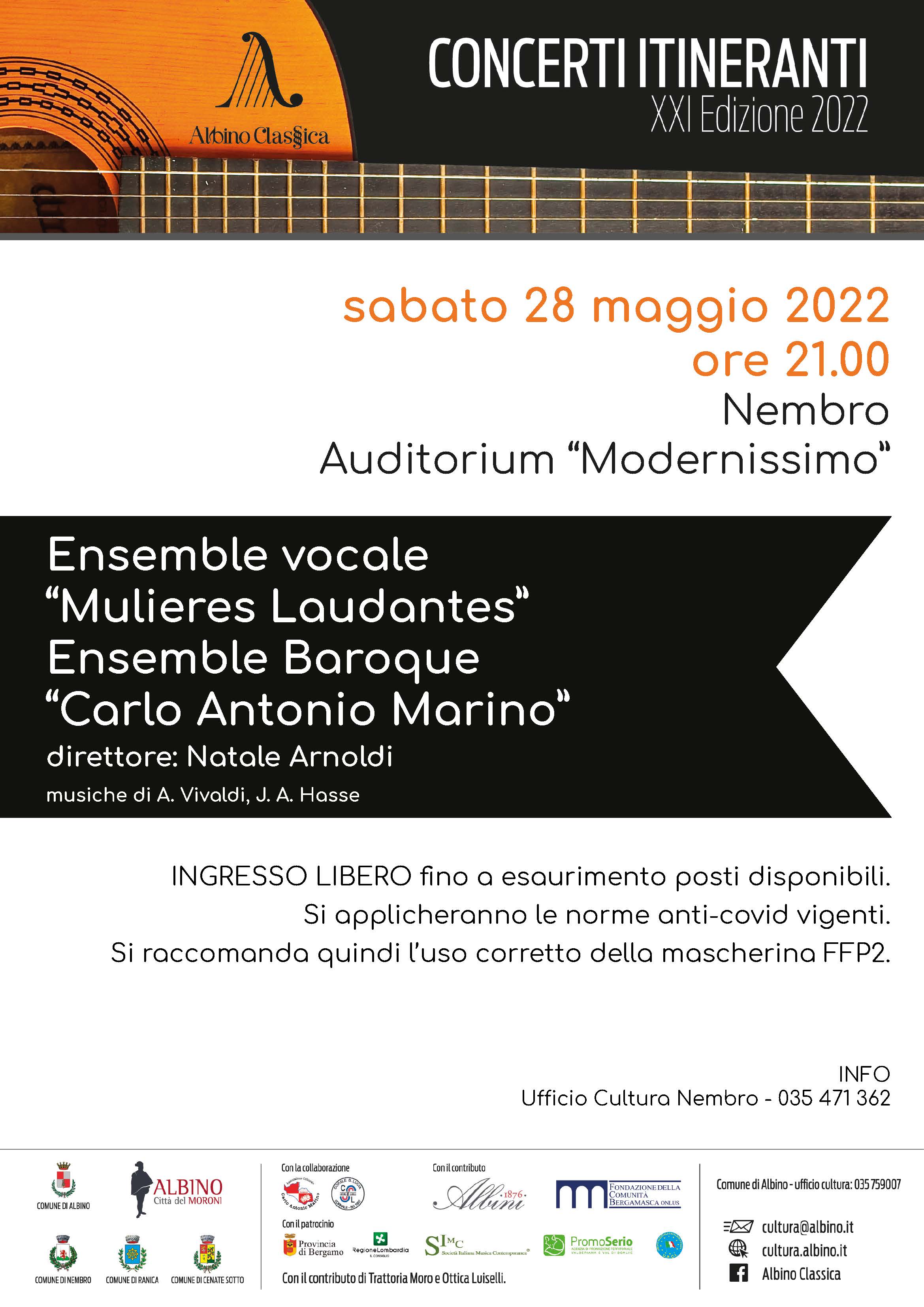 Immagine Concerto: MULIERES LAUDANTES. ENSEMBLE BAROQUE 