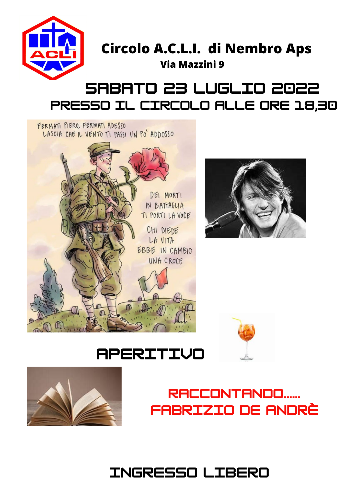 Immagine Aperitivo raccontando Fabrizio De André