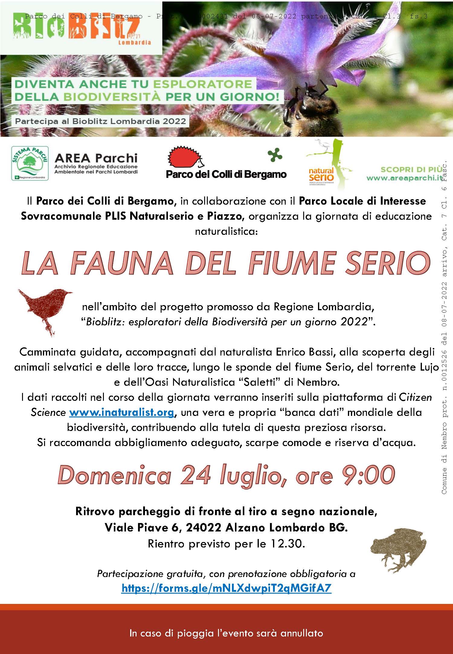 Immagine Giornata di educazione naturalistica: LA FAUNA DEL FIUME SERIO