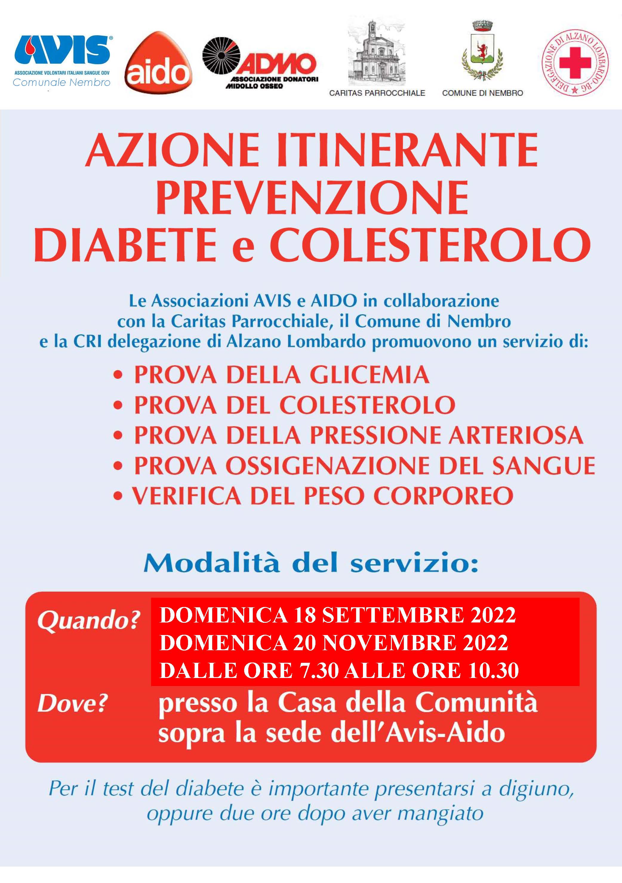 Immagine Azione itinerante prevenzione diabete e colesterolo