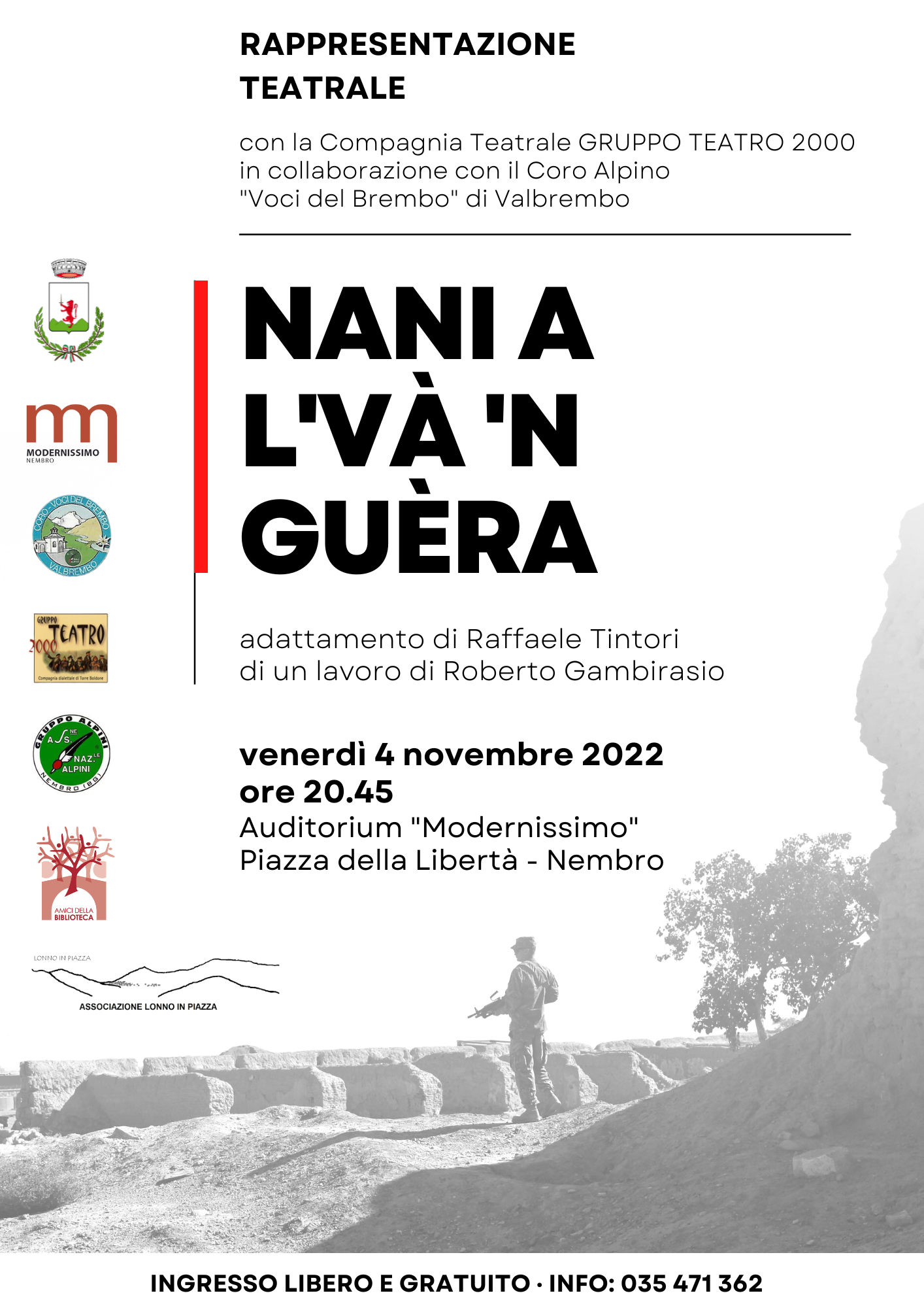 Immagine Rappresentazione Teatrale: NANI A L'VÀ 'N GUÈRA
