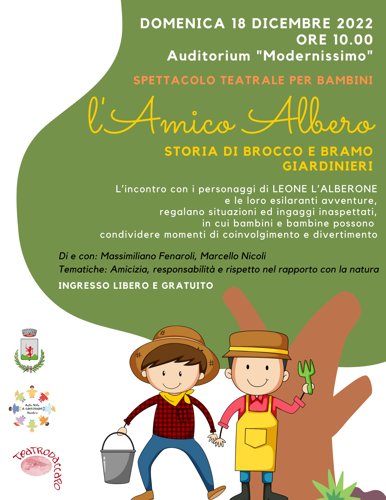 Immagine L'Amico Albero. Storia di Brocco e Bramo giardinieri.