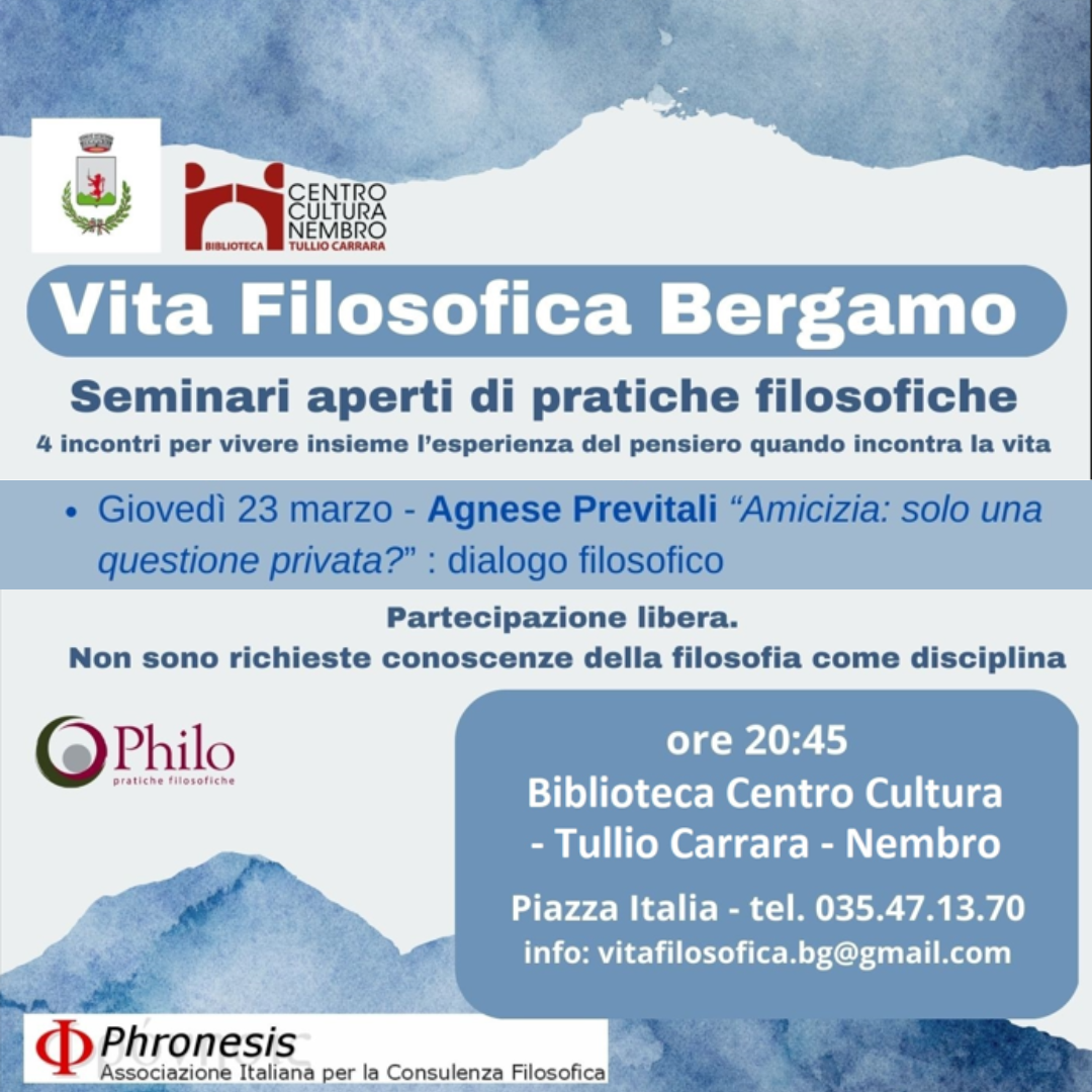 Immagine Vita Filosofica Bergamo: seminari aperti di pratiche filosofiche