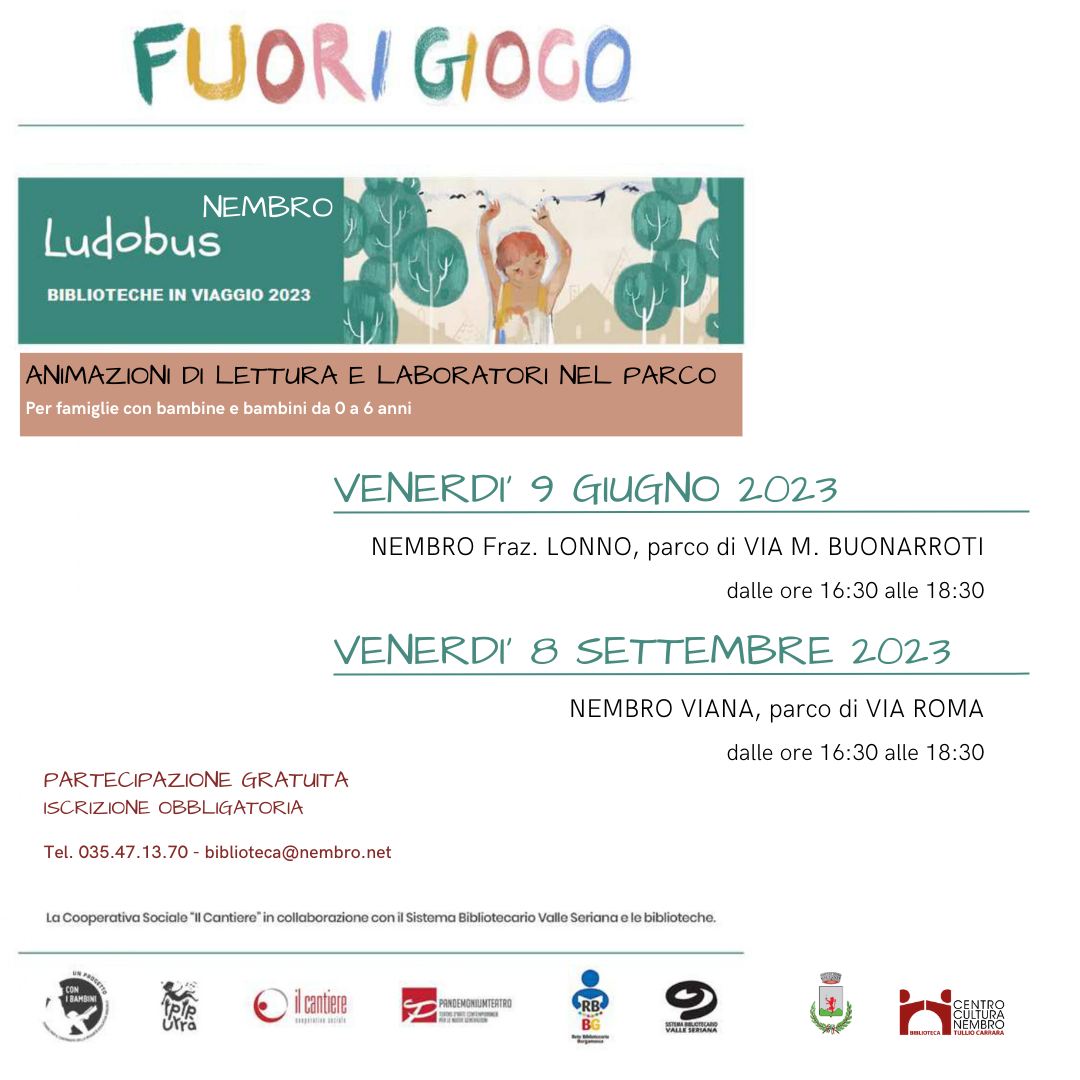Immagine Ludobus - Biblioteche in viaggio 2023 - ANIMAZIONI DI LETTURA E LABORATORI NEL PARCO 