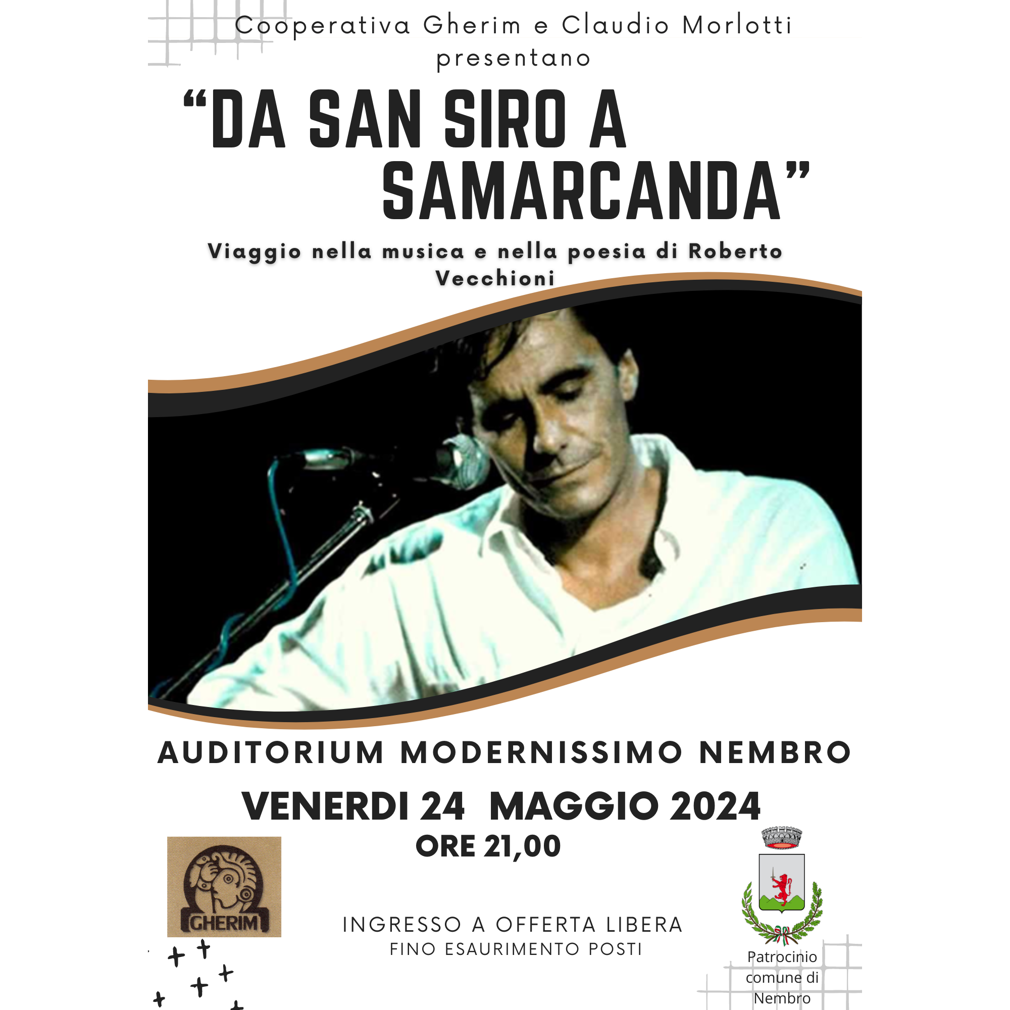 Immagine Concerto: DA SAN SIRO A SAMARCANDA, VIAGGIO NELLA MUSICA E NELLA POESIA DI ROBERTO VECCHIONI