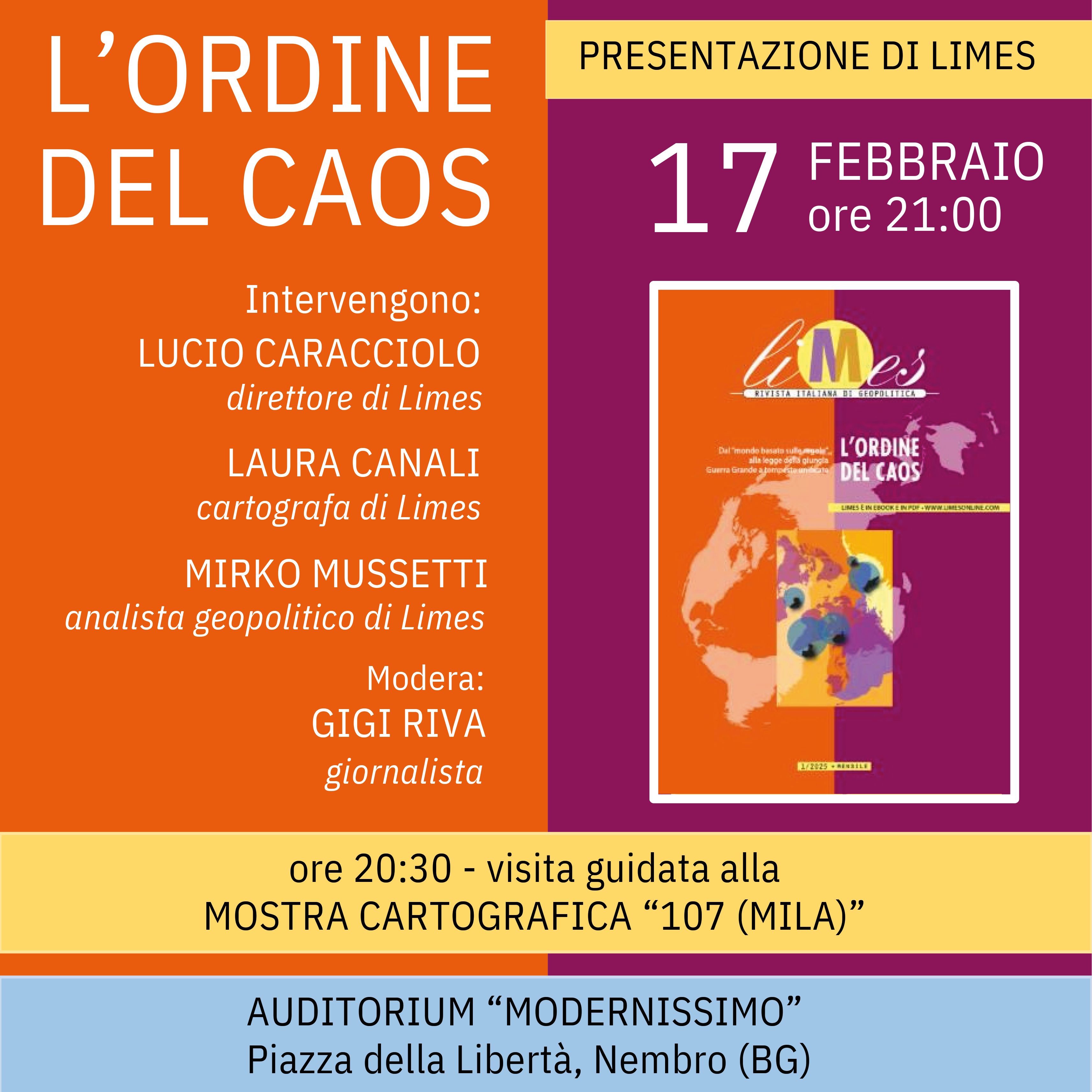 Immagine L'ORDINE DEL CAOS. Presentazione di LIMES, rivista italiana di geopolitica