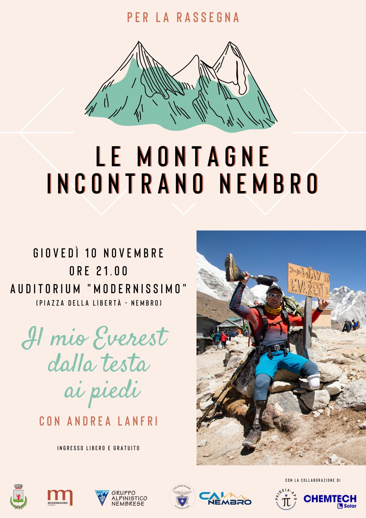 Immagine Incontro: IL MIO EVEREST DALLA TESTA AI PIEDI con ANDREA LANFRI