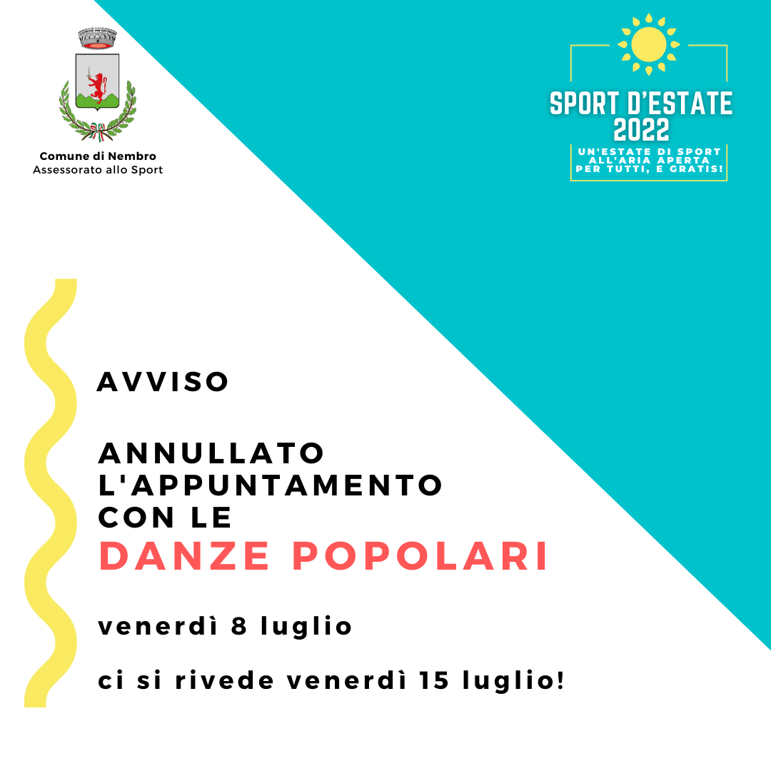 Immagine Annullate le Danze Popolari di venerdì 8 luglio
