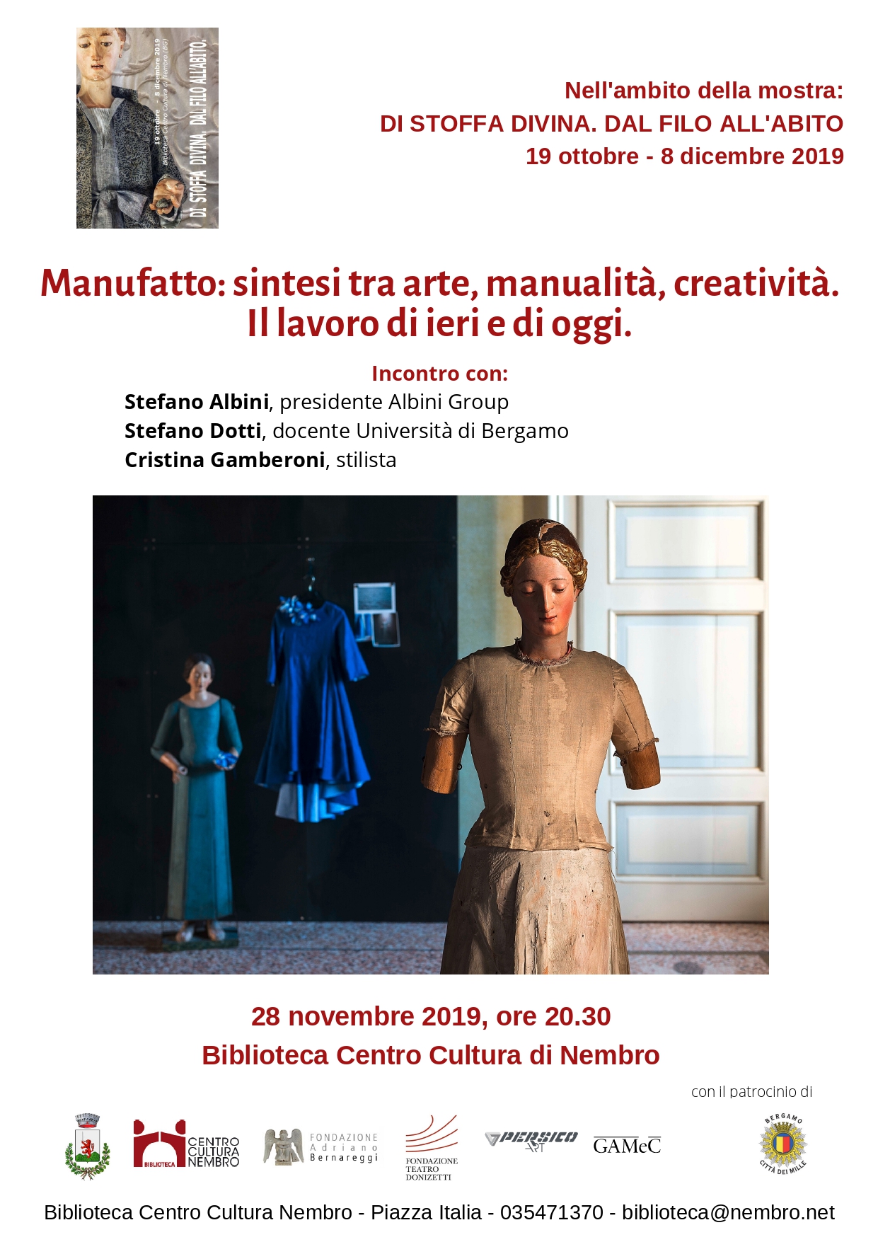Immagine MANUFATTO: SINTESI TRA ARTE, MANUALITA', CREATIVITA'. IL LAVORO DI IERI E DI OGGI