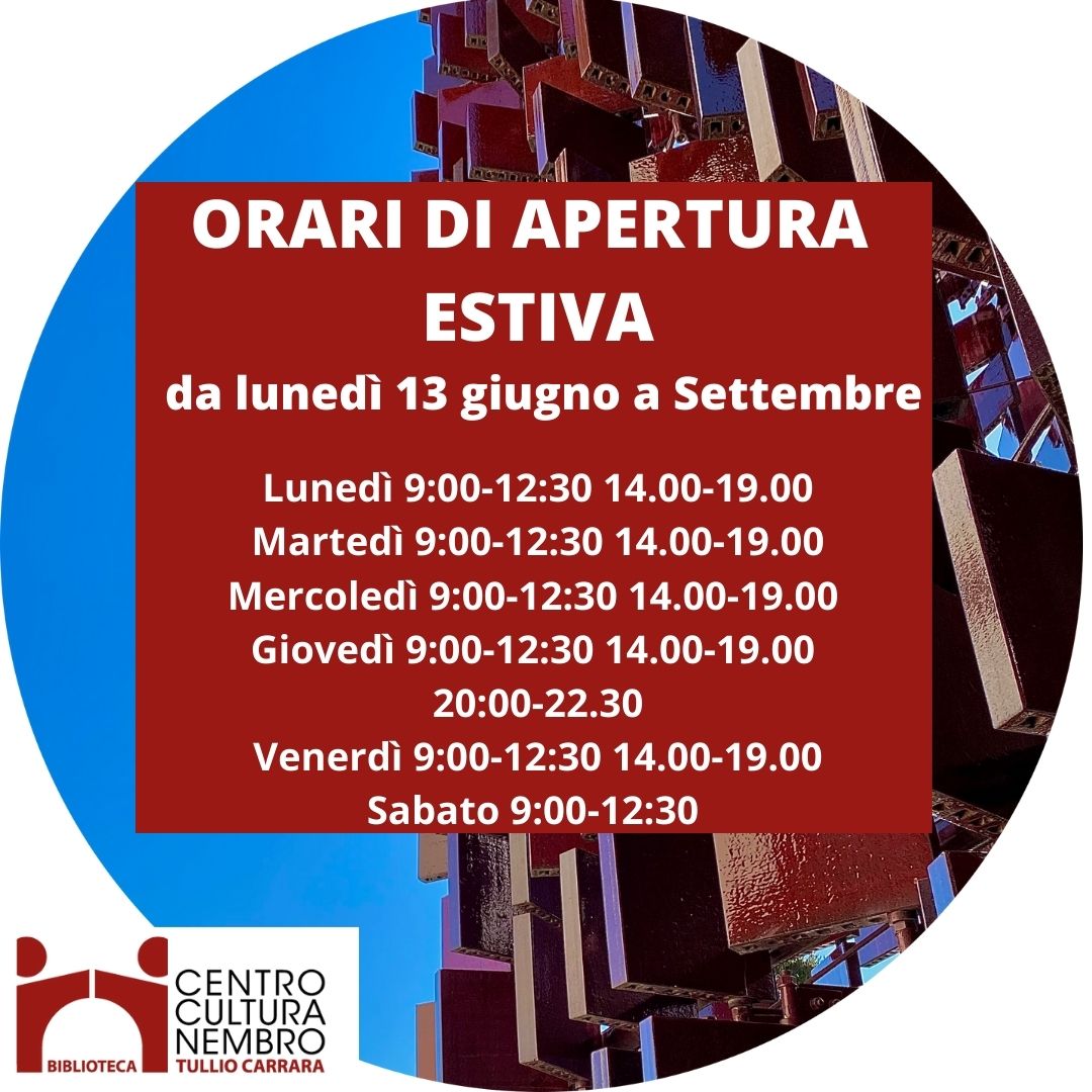 Immagine Orario estivo Biblioteca Centro Cultura Tullio Carrara