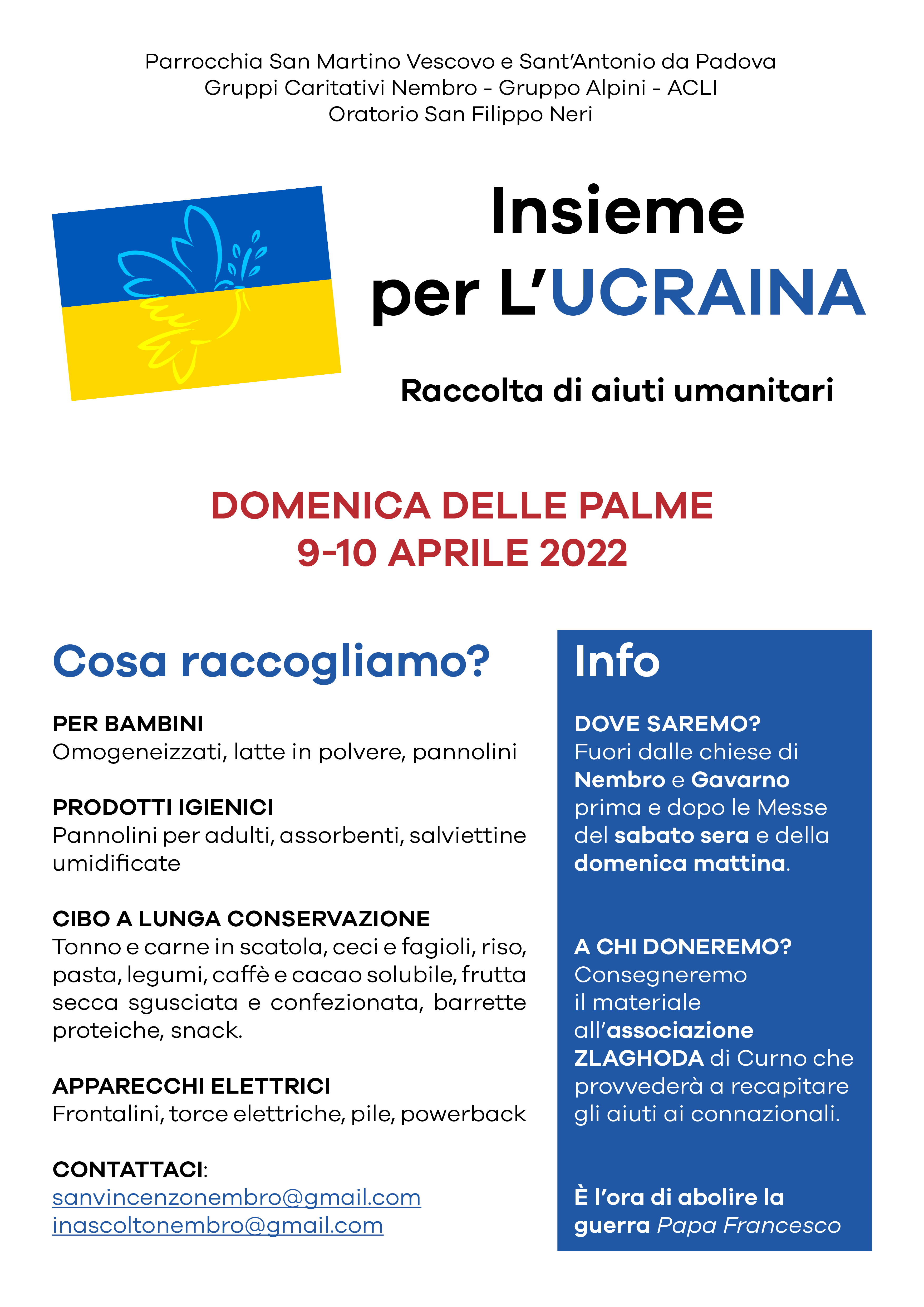 Immagine Raccolta aiuti umanitari per l'Ucraina
