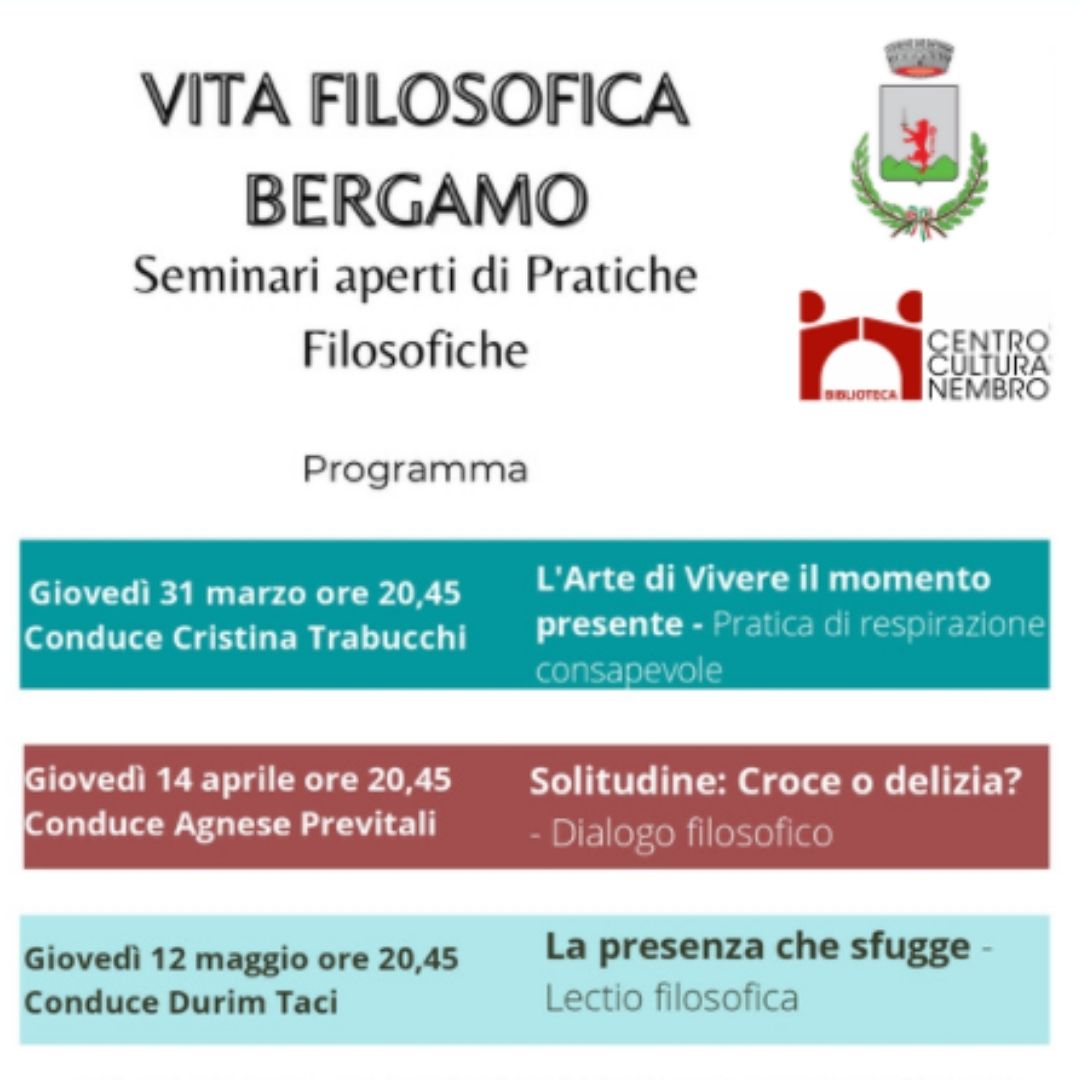 Immagine VITA FILOSOFICA BERGAMO: Seminari aperti di Pratiche Filosofiche