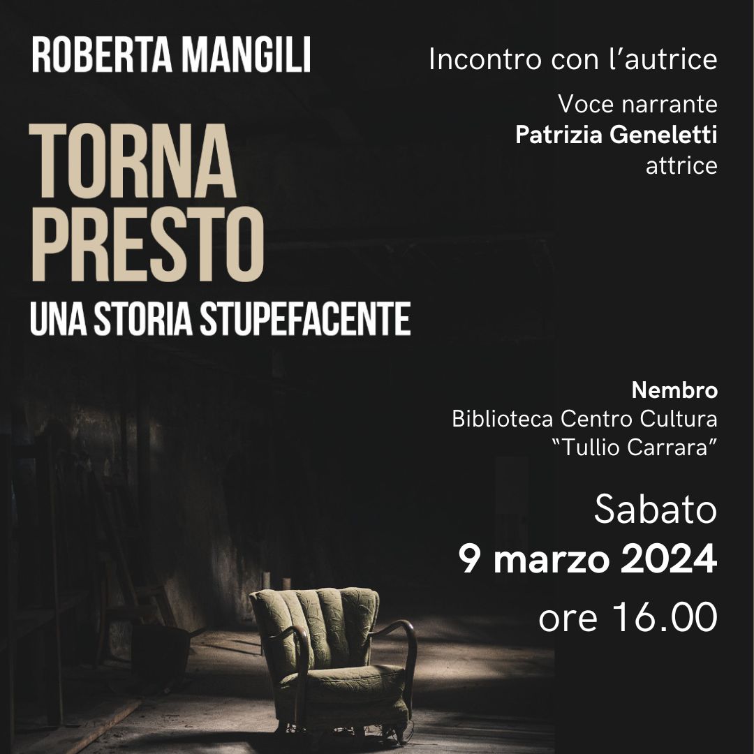 Immagine Presentazione del libro: Torna presto, una storia stupefacente