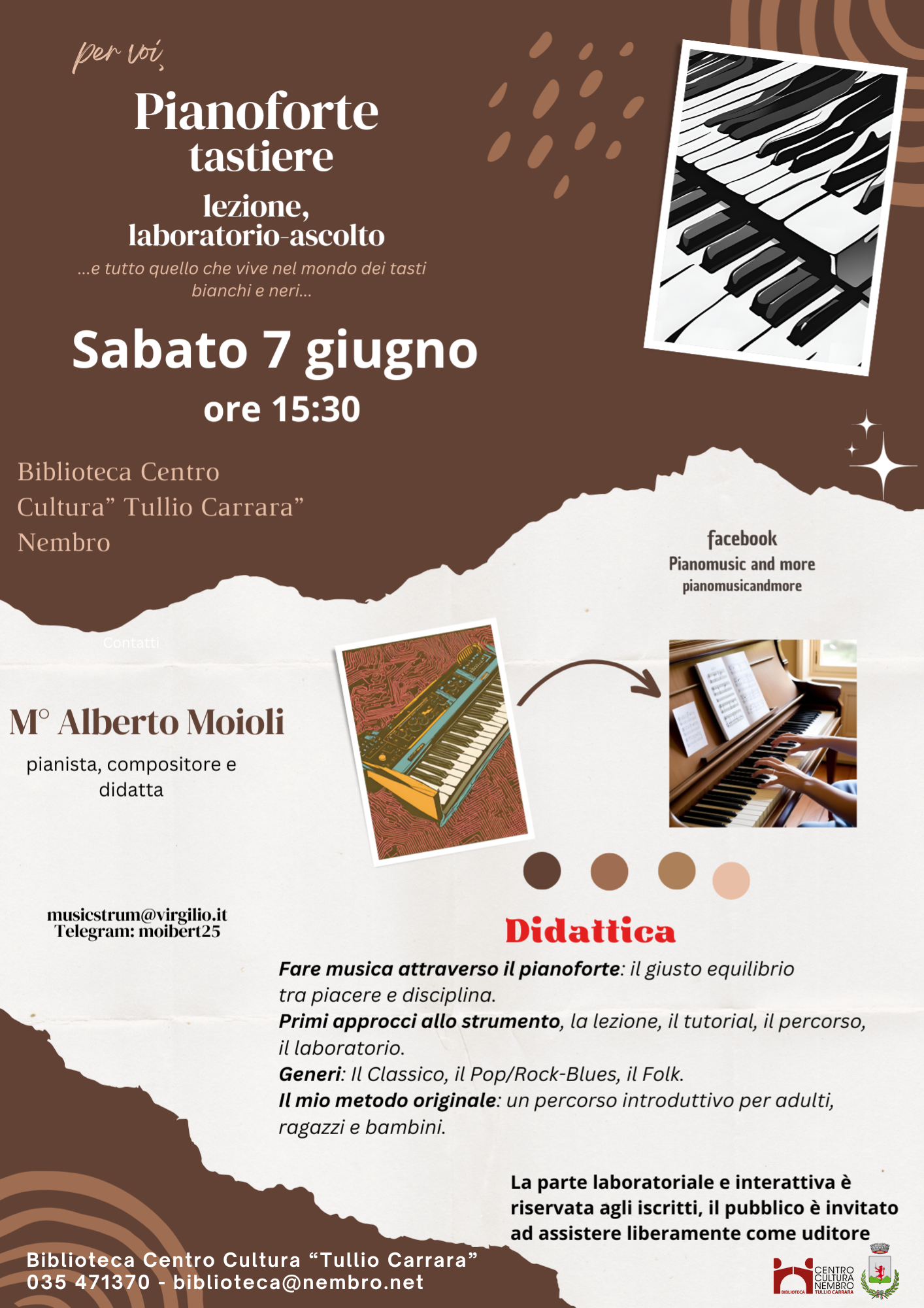 Immagine Pianoforte, tastiere: lezione laboratorio ascolto